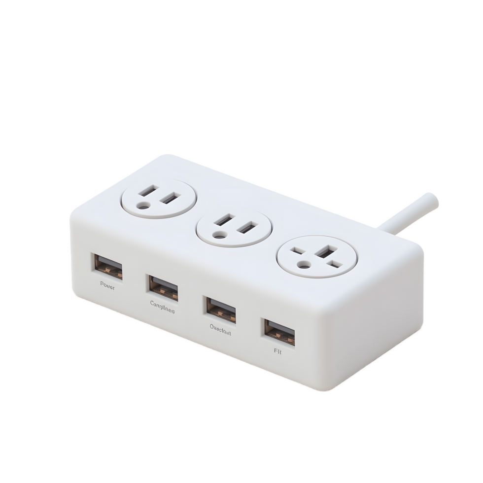 White Power Strip with USB Ports for Home or Office png