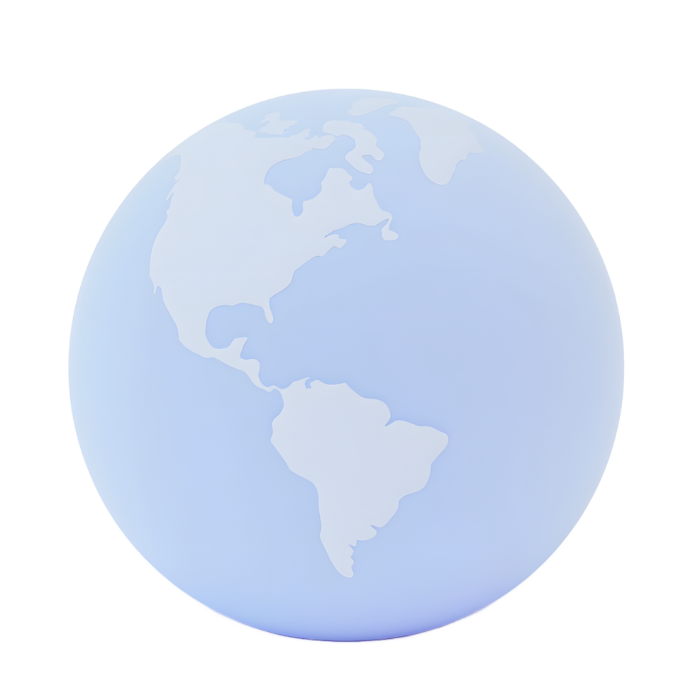 Pale Blue Globe Earth 3D Render Simple Minimalist png