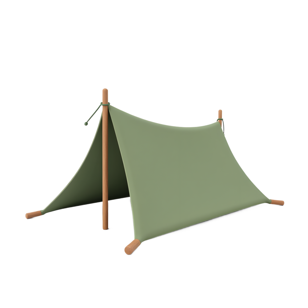 Simple Green Camping Tent 3D Render png