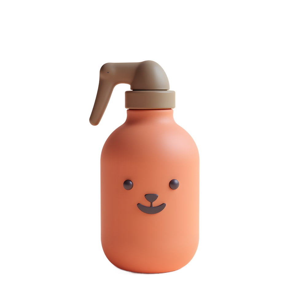 Cute Orange Spray Bottle with Dog Face Design png