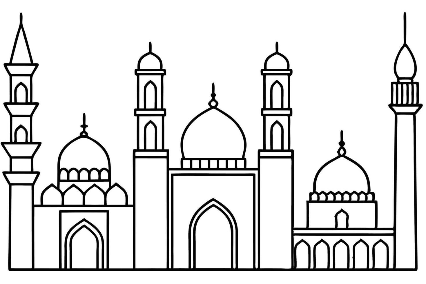 Islamic architecture coloring pages vector