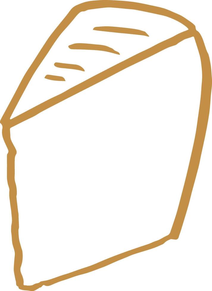 Hand drawn piece of parmesan cheese food ink style illustration slice of yellow old cheese vector
