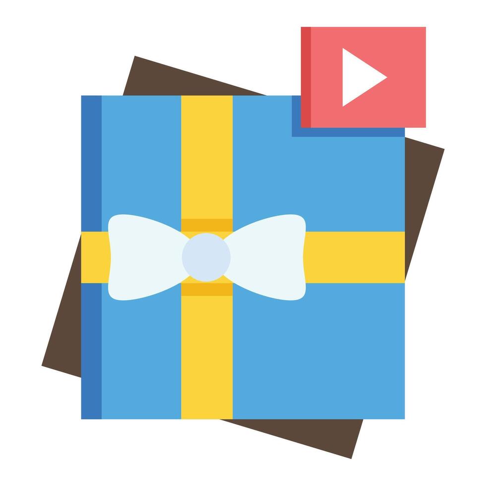 A blue box with a bow and a vector