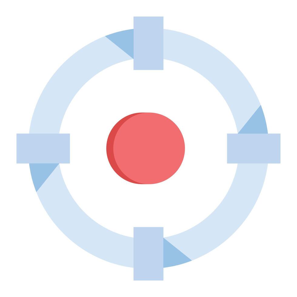 A red circle with arrows pointing to it vector
