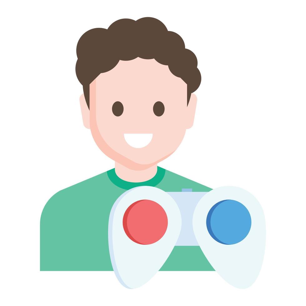 A man holding a game controller and smiling vector