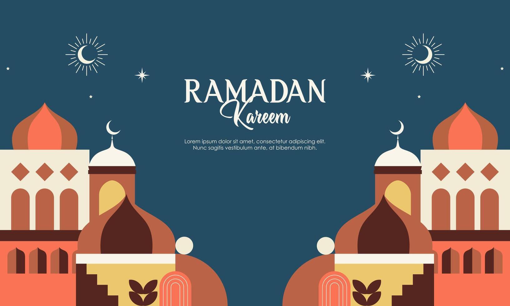 Trendy Geometric Colorful Islamic Ramadan Kareem Mosque. Modern Flat Illustration of Ramadan Mosque Design Concept for Landing Page, Background, Banner, Wallpaper, Card, Invitation, and Many More. vector