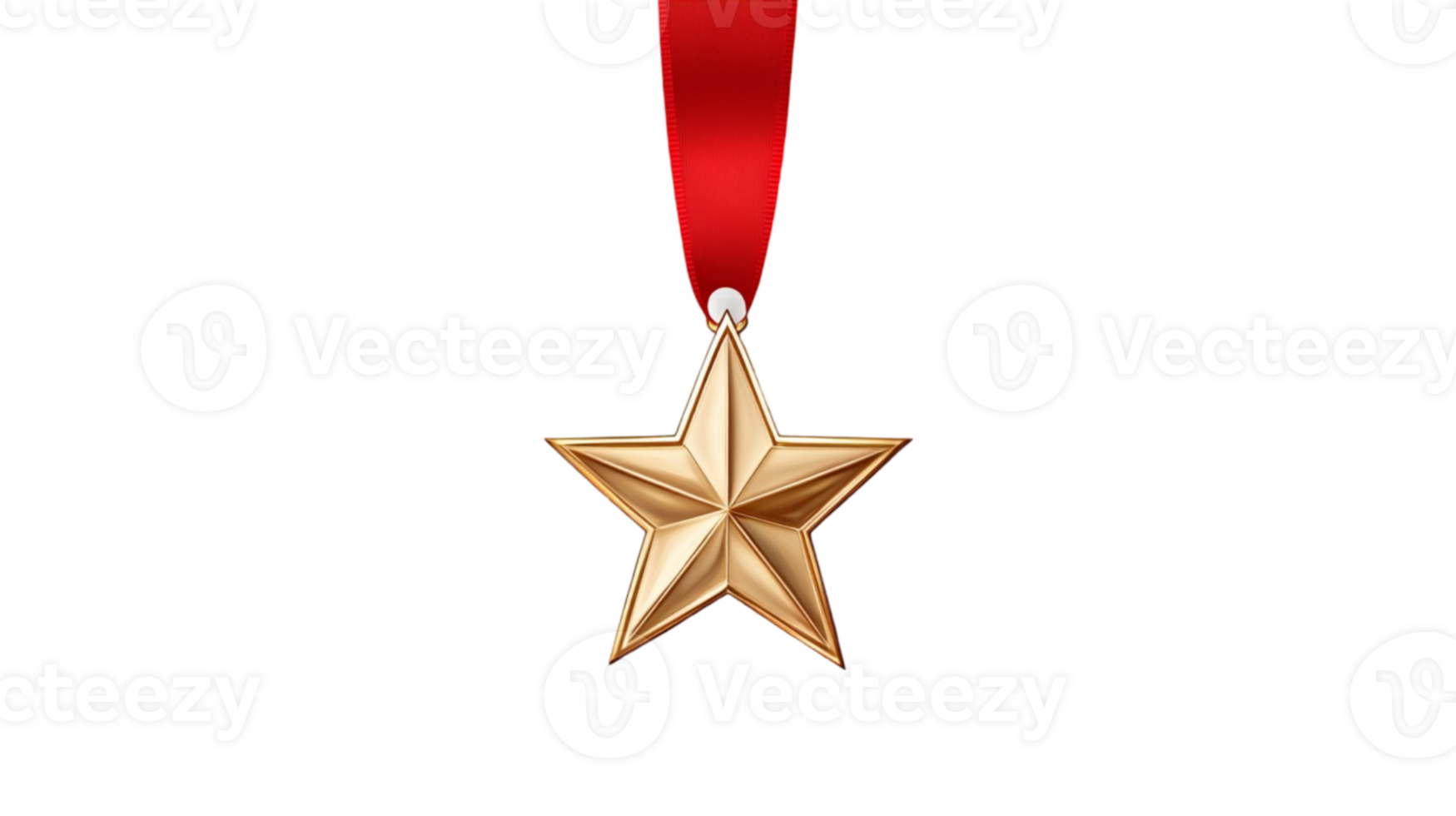 Star medal with red ribbon png