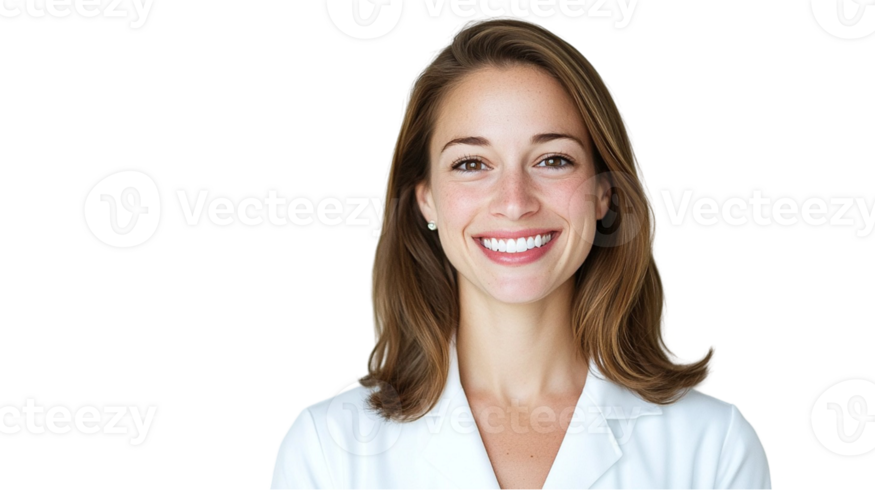 Cheerful woman with light brown hair png