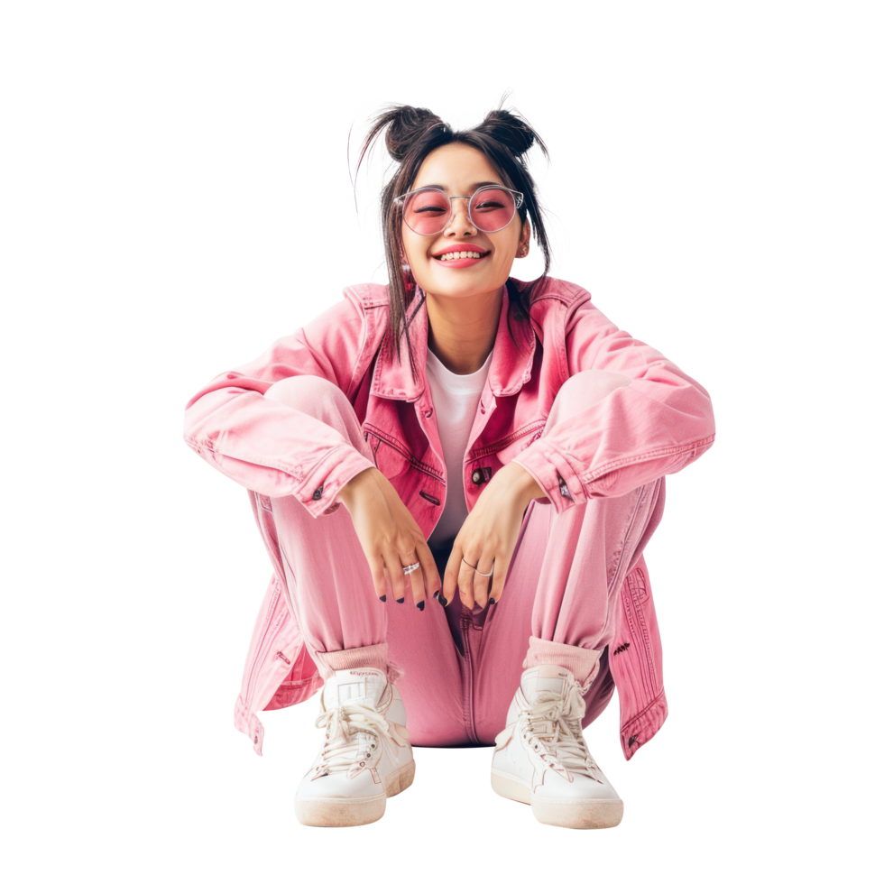 A girl in pink sitting on the floor png