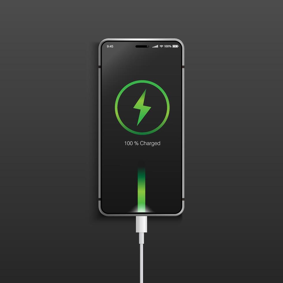 Mobile electronic charger on dark background for decoration vector