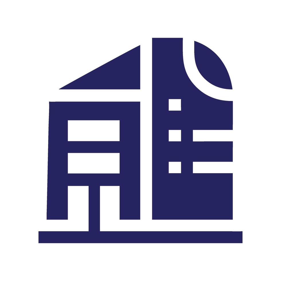 a blue building icon on a white background vector