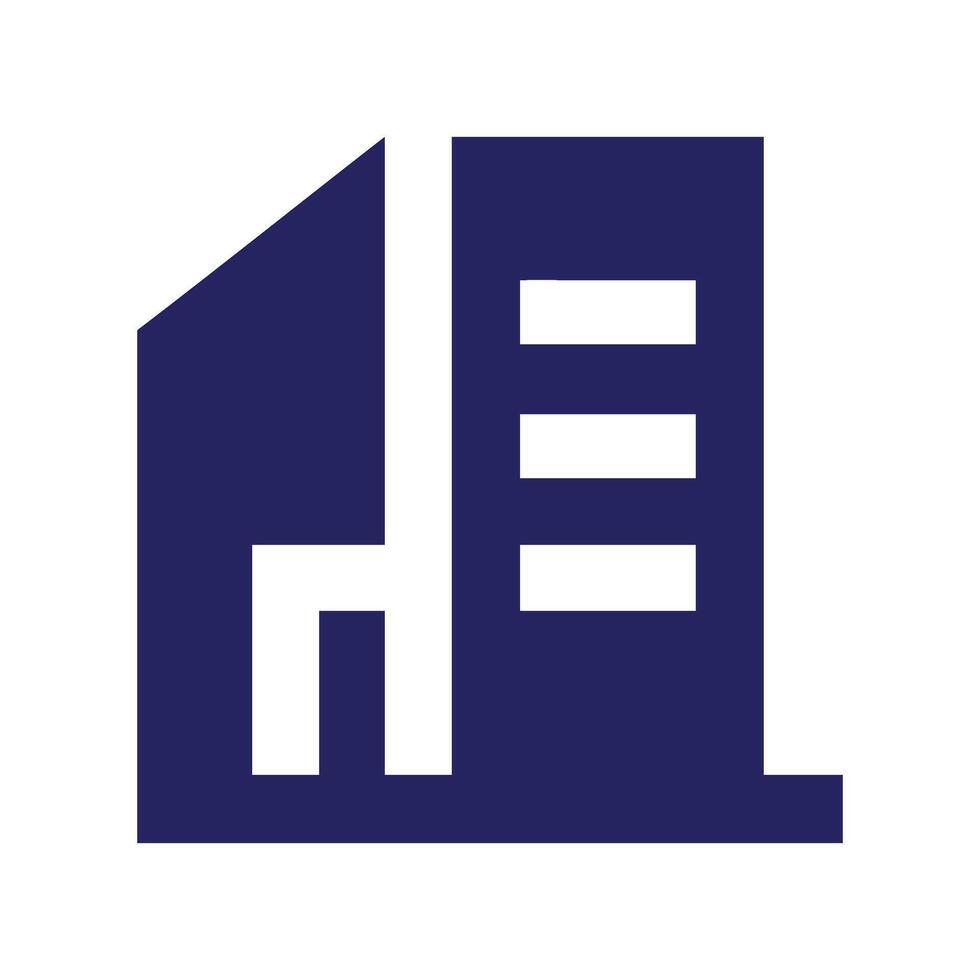 a blue building logo vector