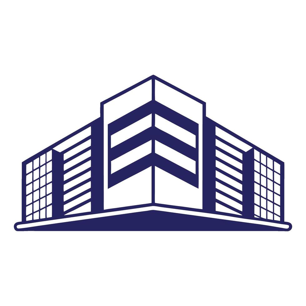 a building with a blue and white logo vector