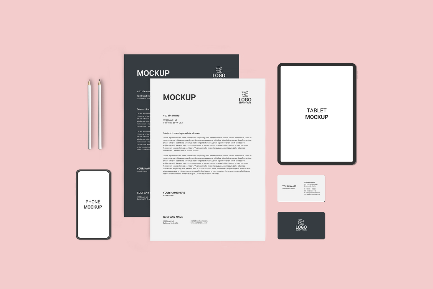 Stationary Mockup Template wiht Tab psd