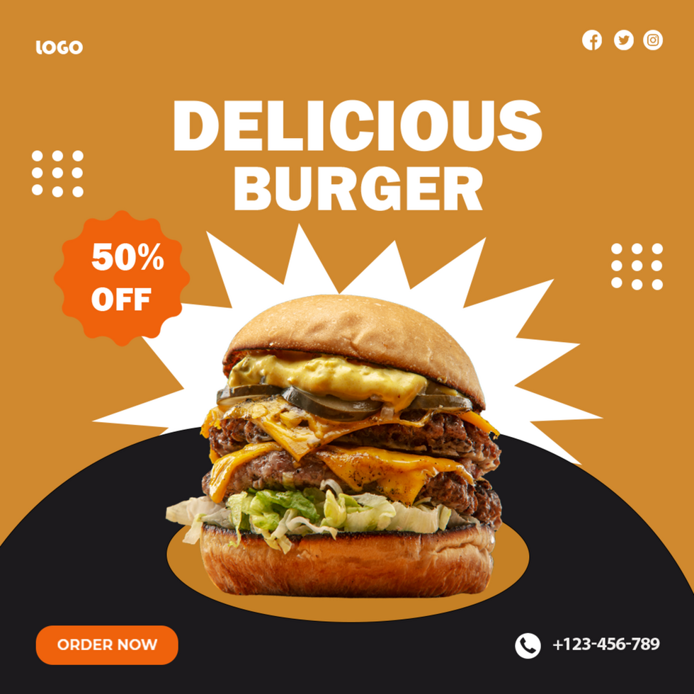 Delicious burger offer banner with a large hamburger psd