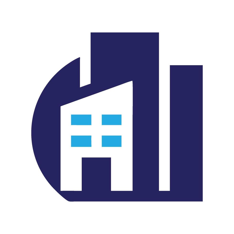 blue building logo for real estate vector