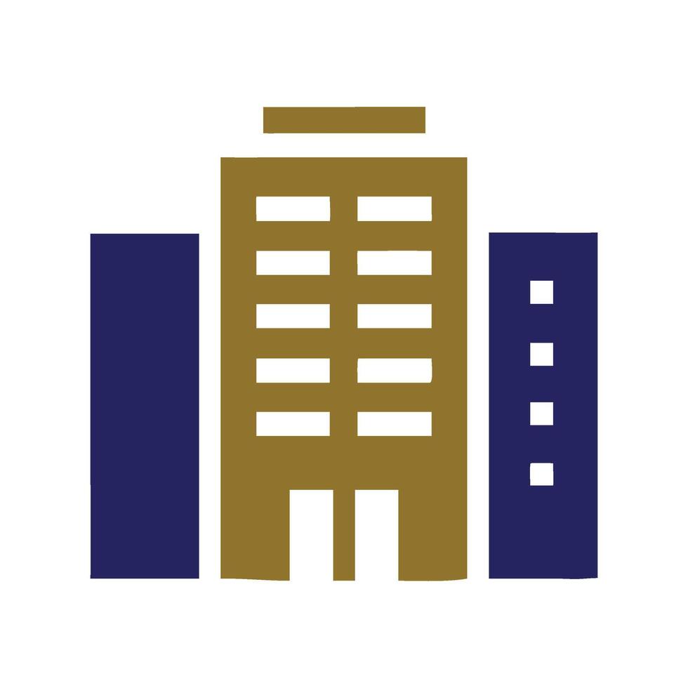 building with blue and gold colors for real estate company vector