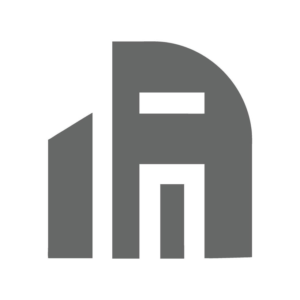 a gray building with a letter f on it vector
