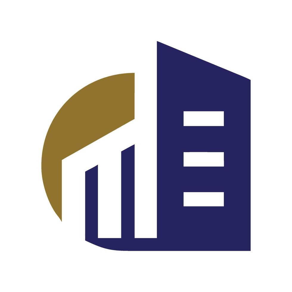 building with gold and blue colors vector