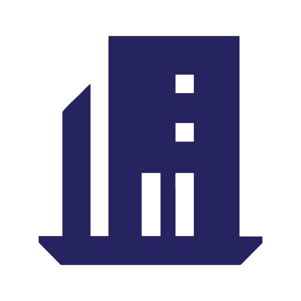 blue building icon on a white background, commercial real estate logo design vector