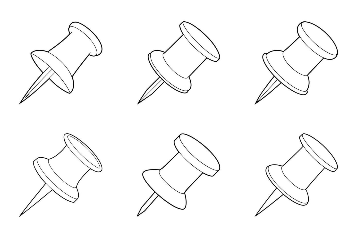 Push Pin Icon Pack in Outline Silhouette Style vector