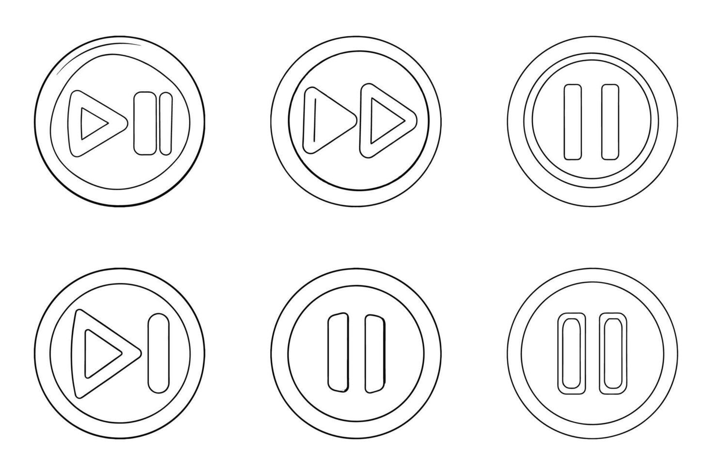 Clean Pause Icons with Outline Silhouette vector