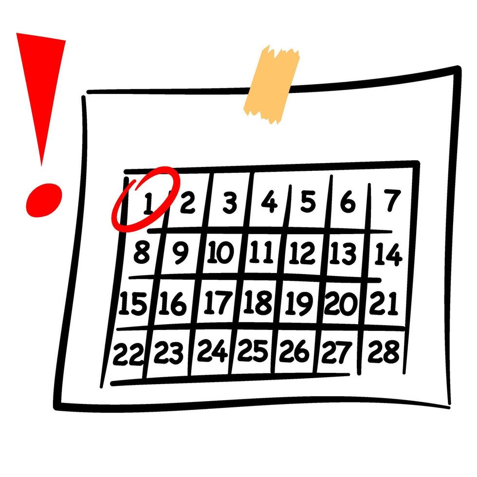 Calendar deadline notice or event reminder notification icon, flat design of calendar with alert for scheduling and notice message Isolated image. vector