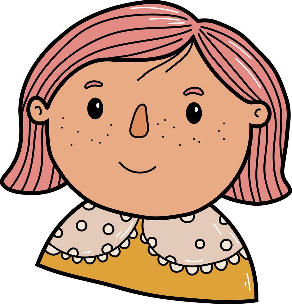 Icon of a girl, teenager. Girl with a pink bob vector