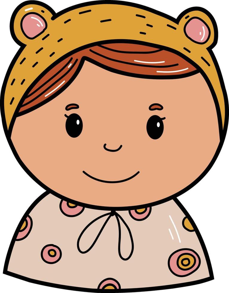 Icon of a girl, teenager. Girl in a cap with ears, hat with ears vector
