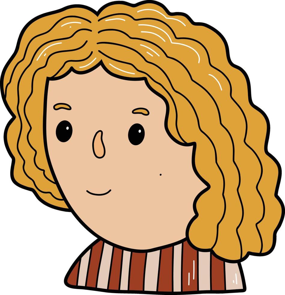 Icon of a girl, teenager. Girl with blond curly hair vector