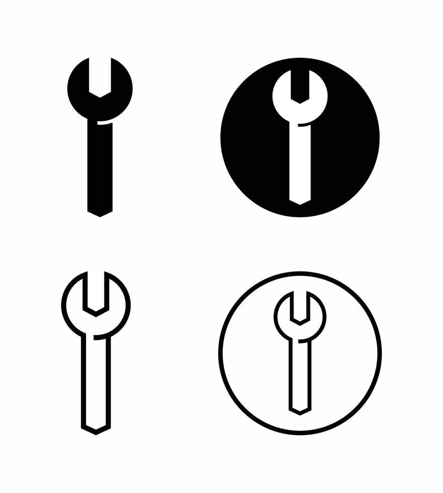 Four different icons of a wrench and a wrench vector