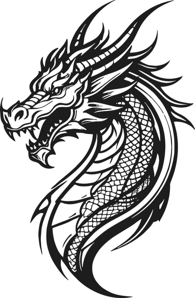Fire-Breathing Dragon Head vector