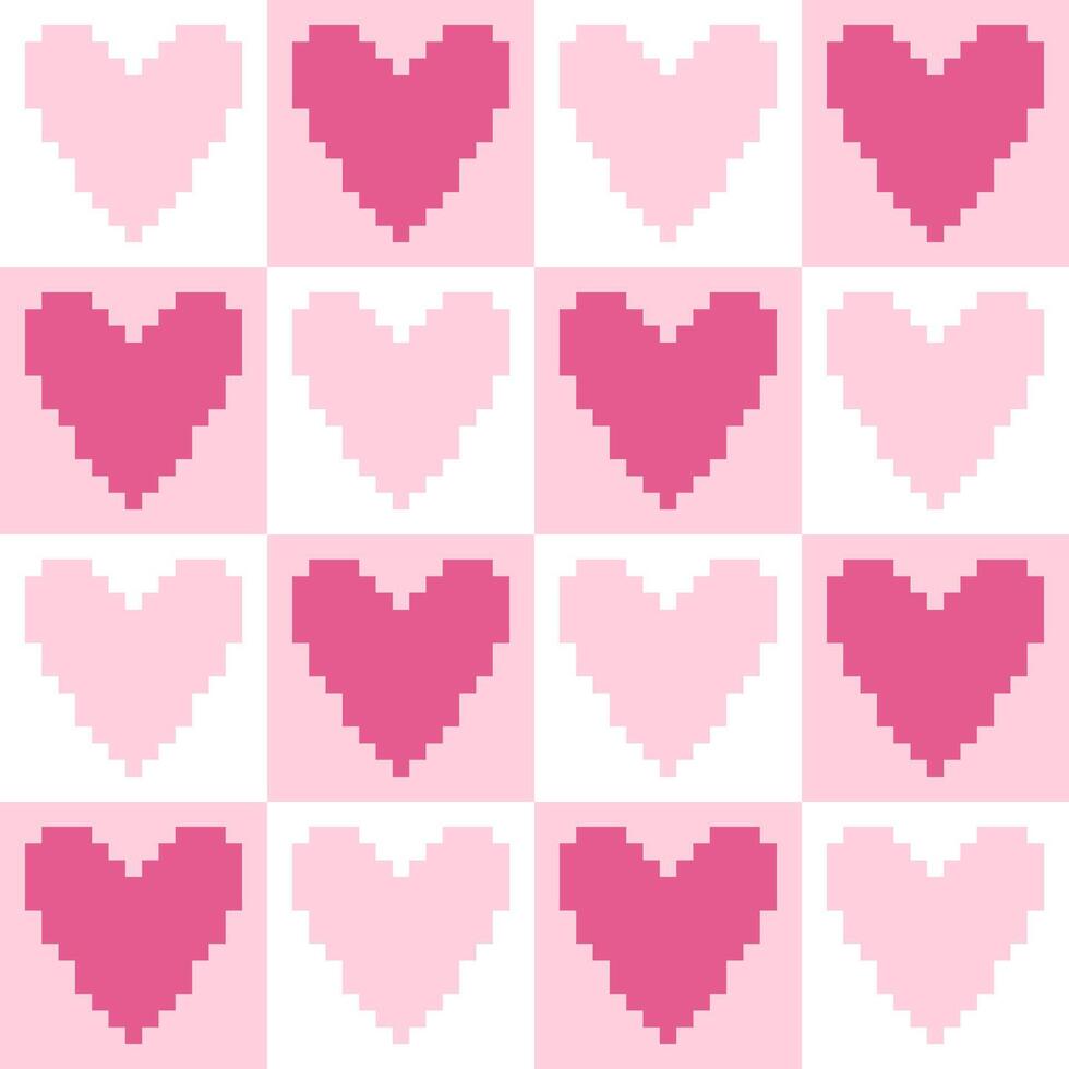 Checkered abstract pixel heart pattern. Perfect for poster, banner, paper, card. Romantic illustration. vector