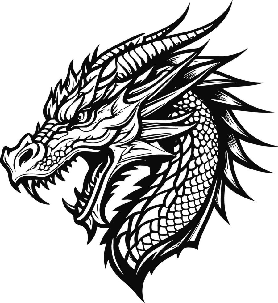 Fierce Dragon Head vector