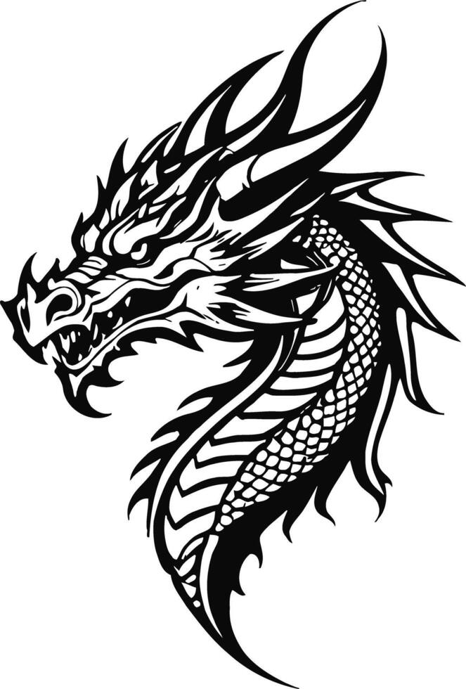 Detailed Dragon Head Illustration vector