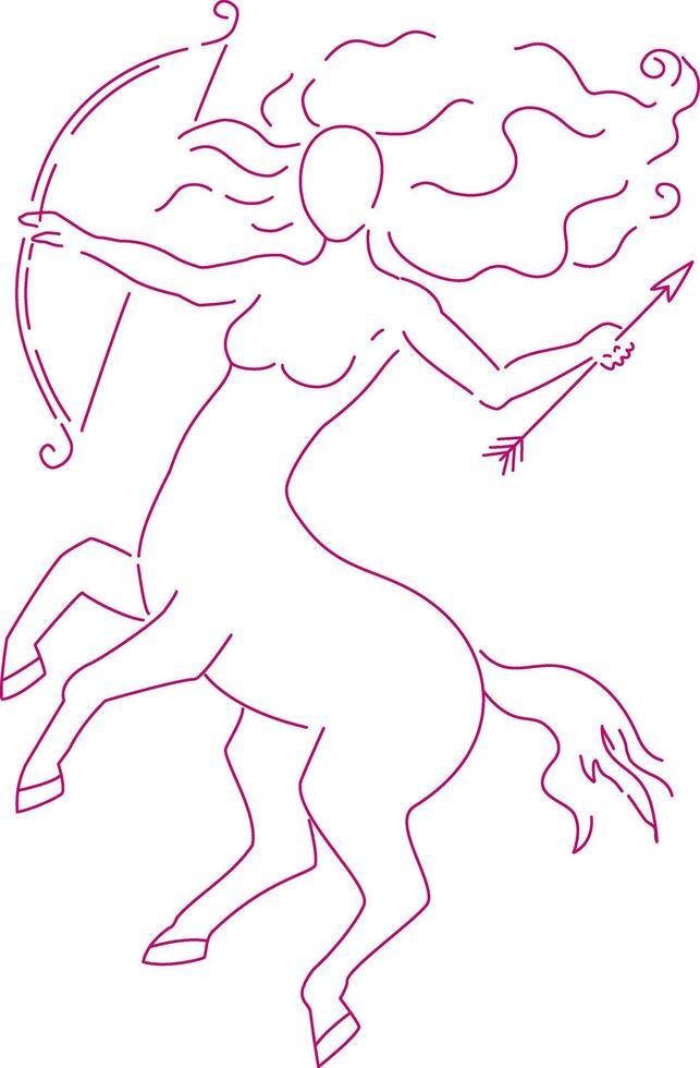 Sagittarius zodiac female line drawing vector