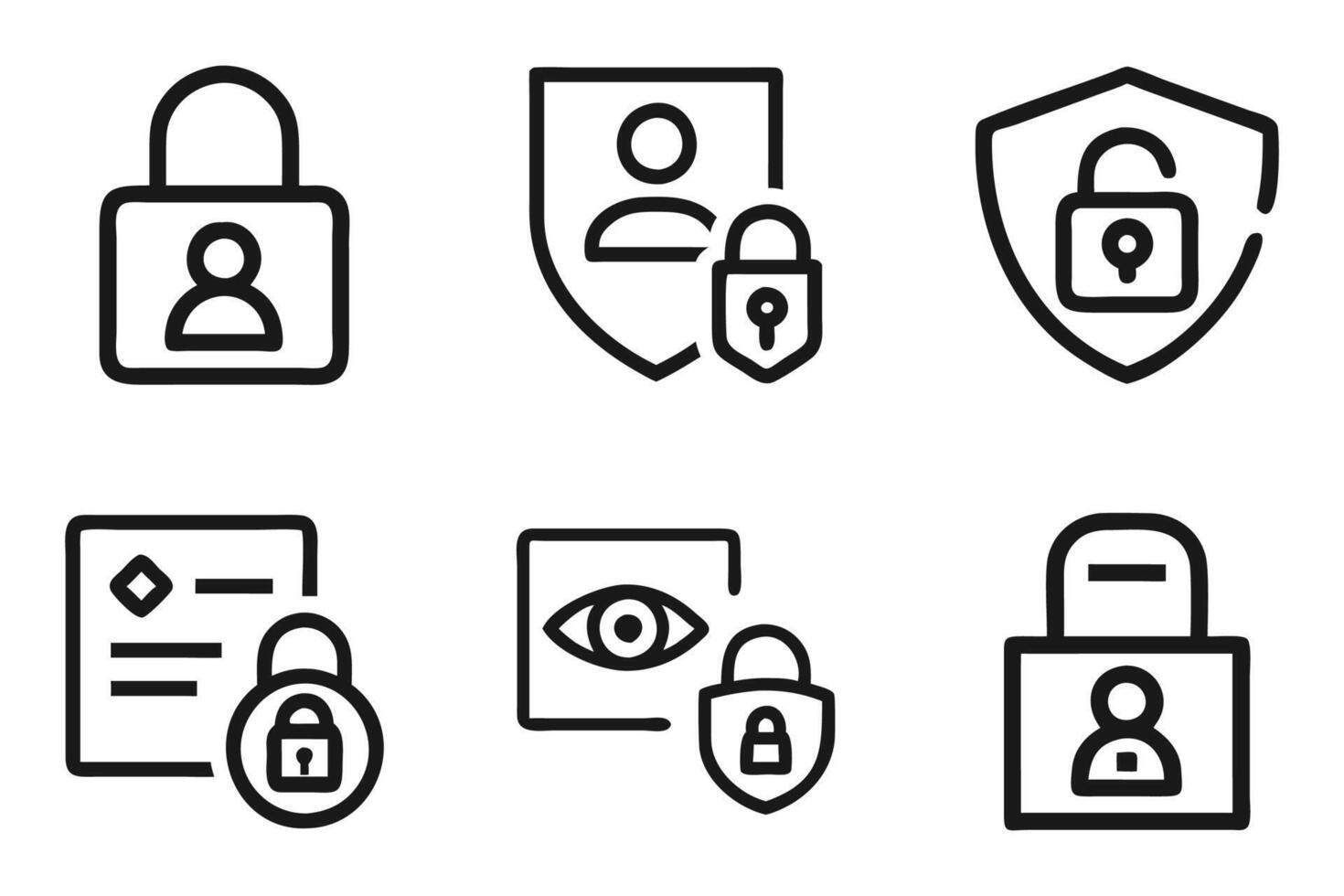 Privacy Icon Set with Clean Outline Design vector