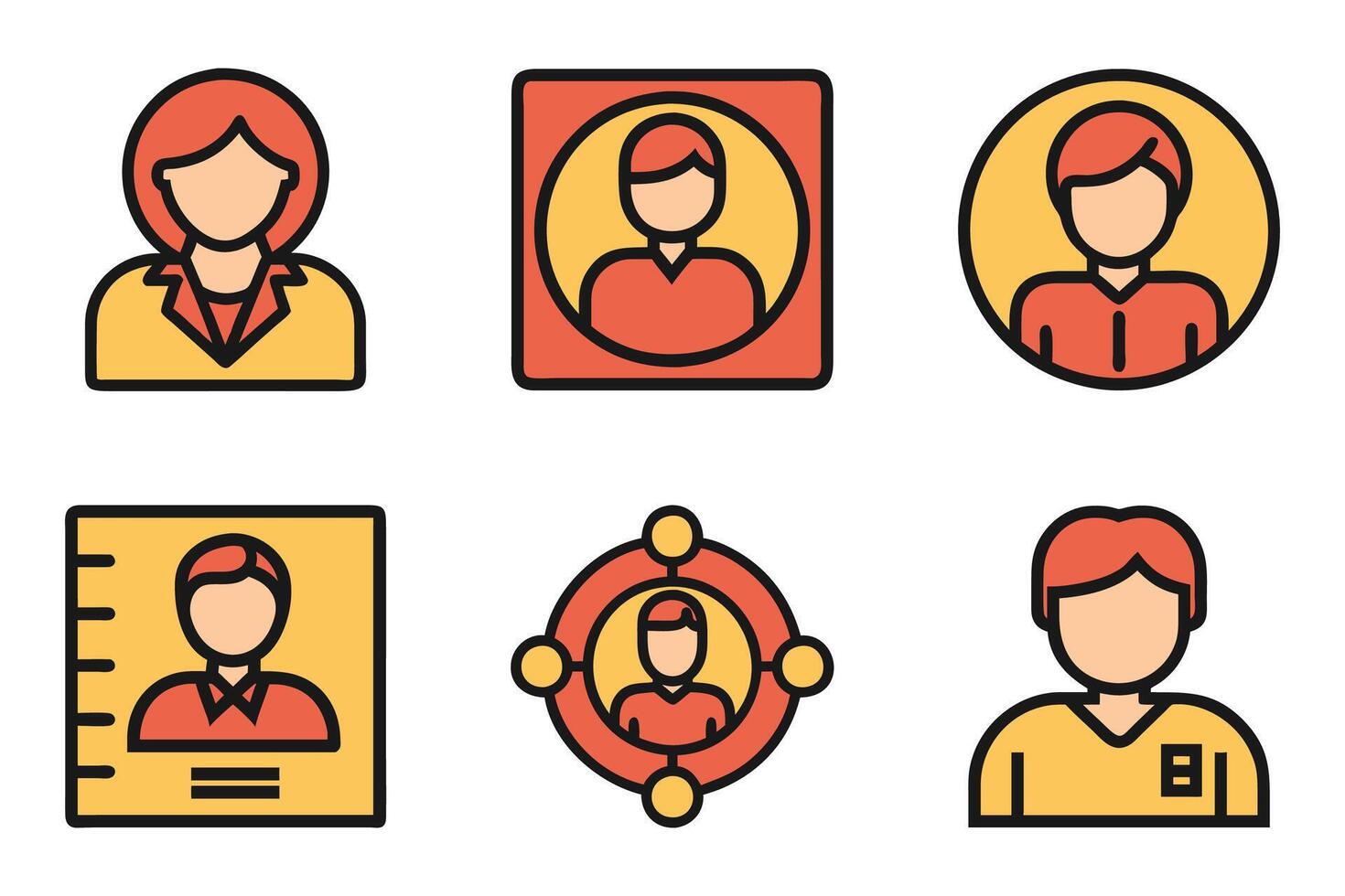 Profile Silhouette and Outline Icons vector