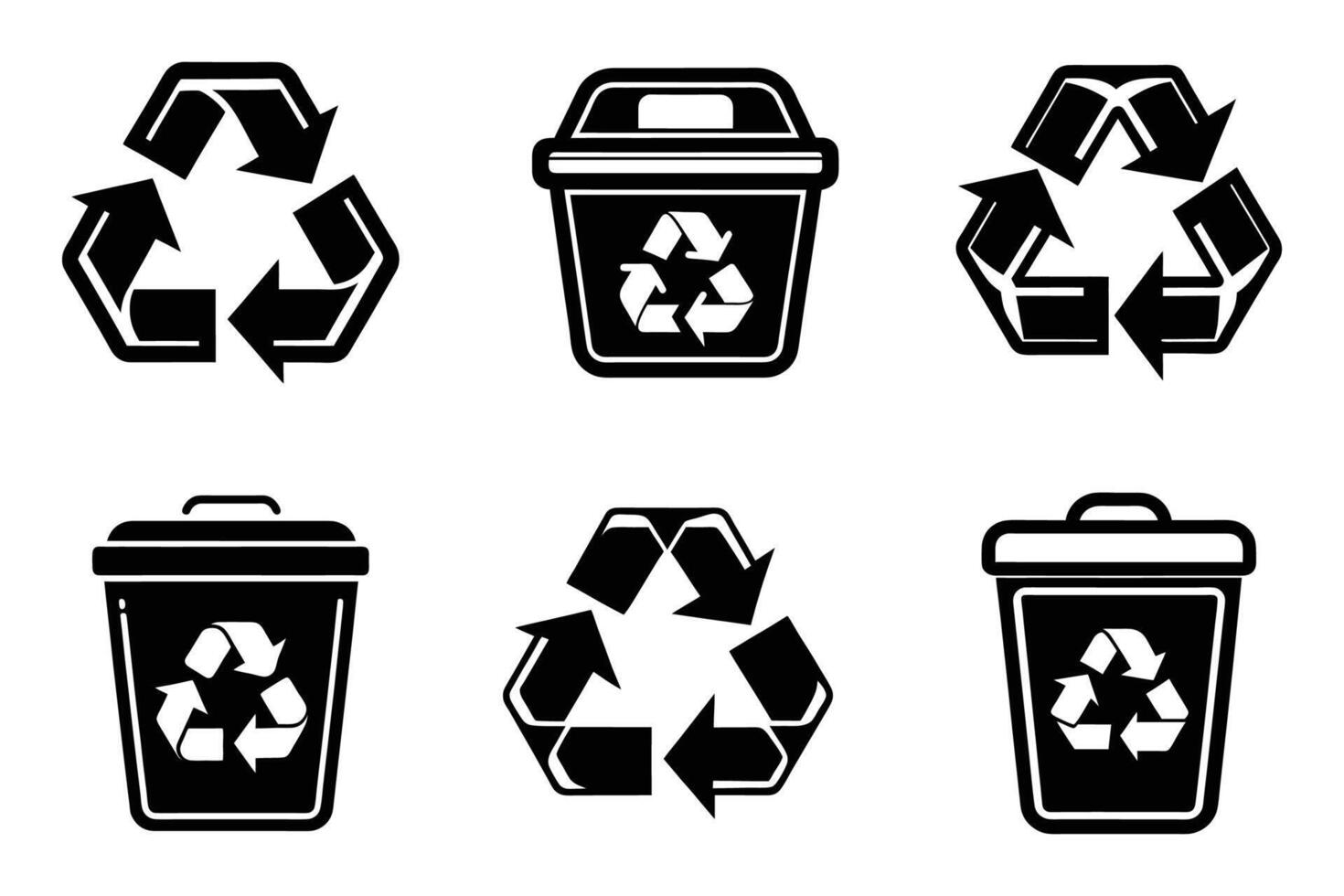 Outline and Silhouette Recycle Icon Set vector