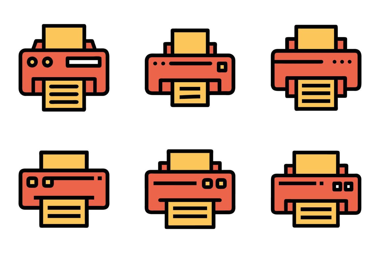 Outline Silhouette Printer Icons Collection vector