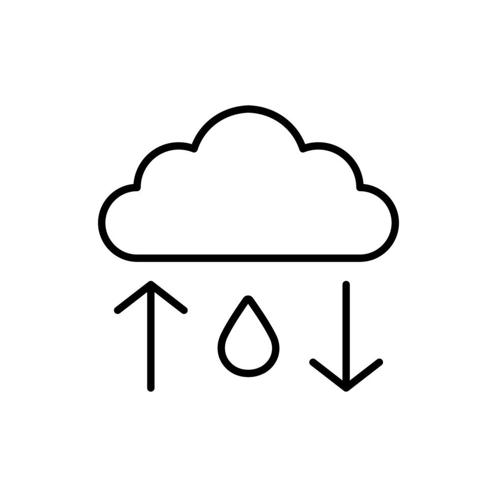 water cycle line icon, Weather icon with rain symbol and arrows suitable for weather apps, websites, presentations, and educational material related to precipitation forecasting. vector