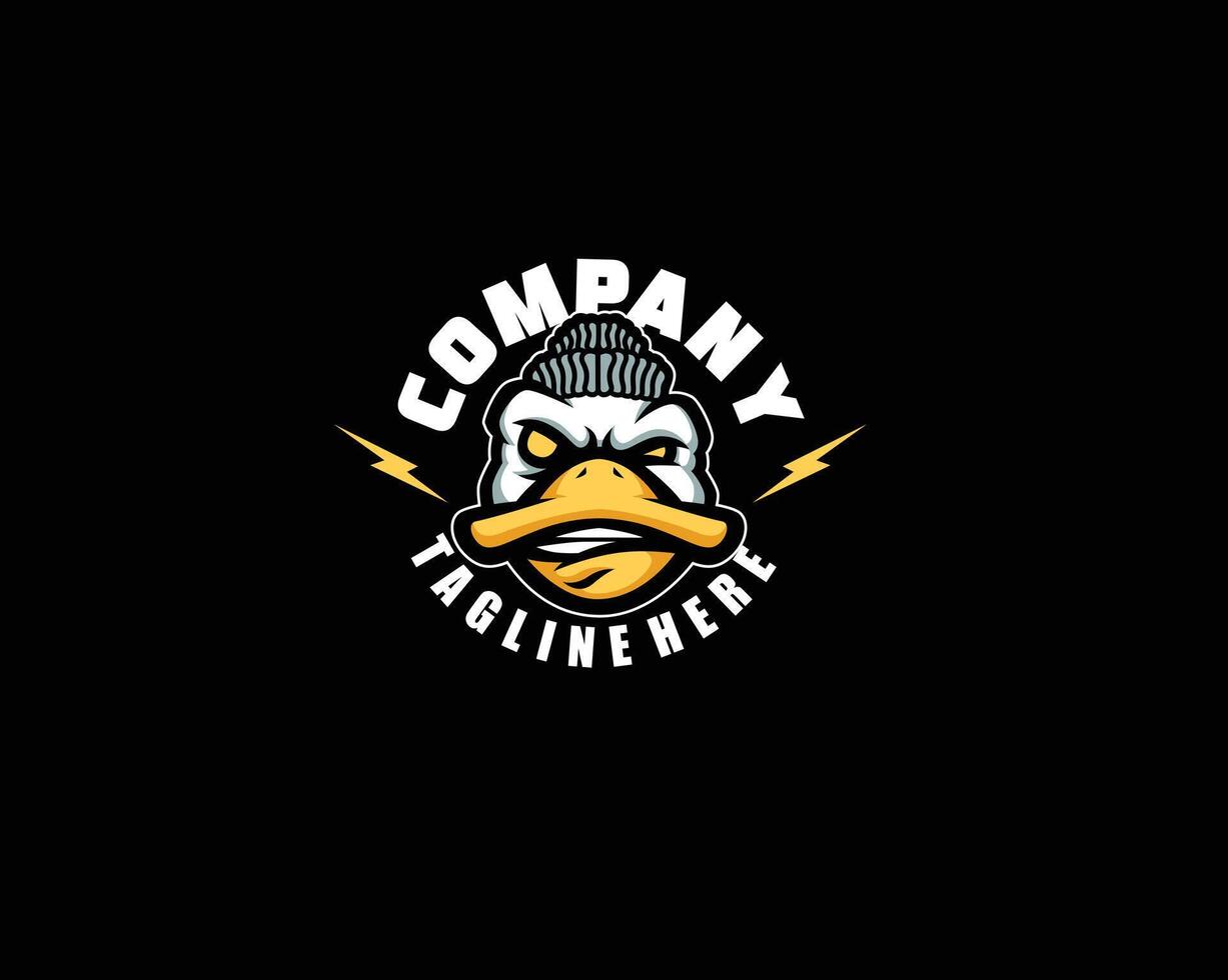Duck head face naughty mascot logo vector