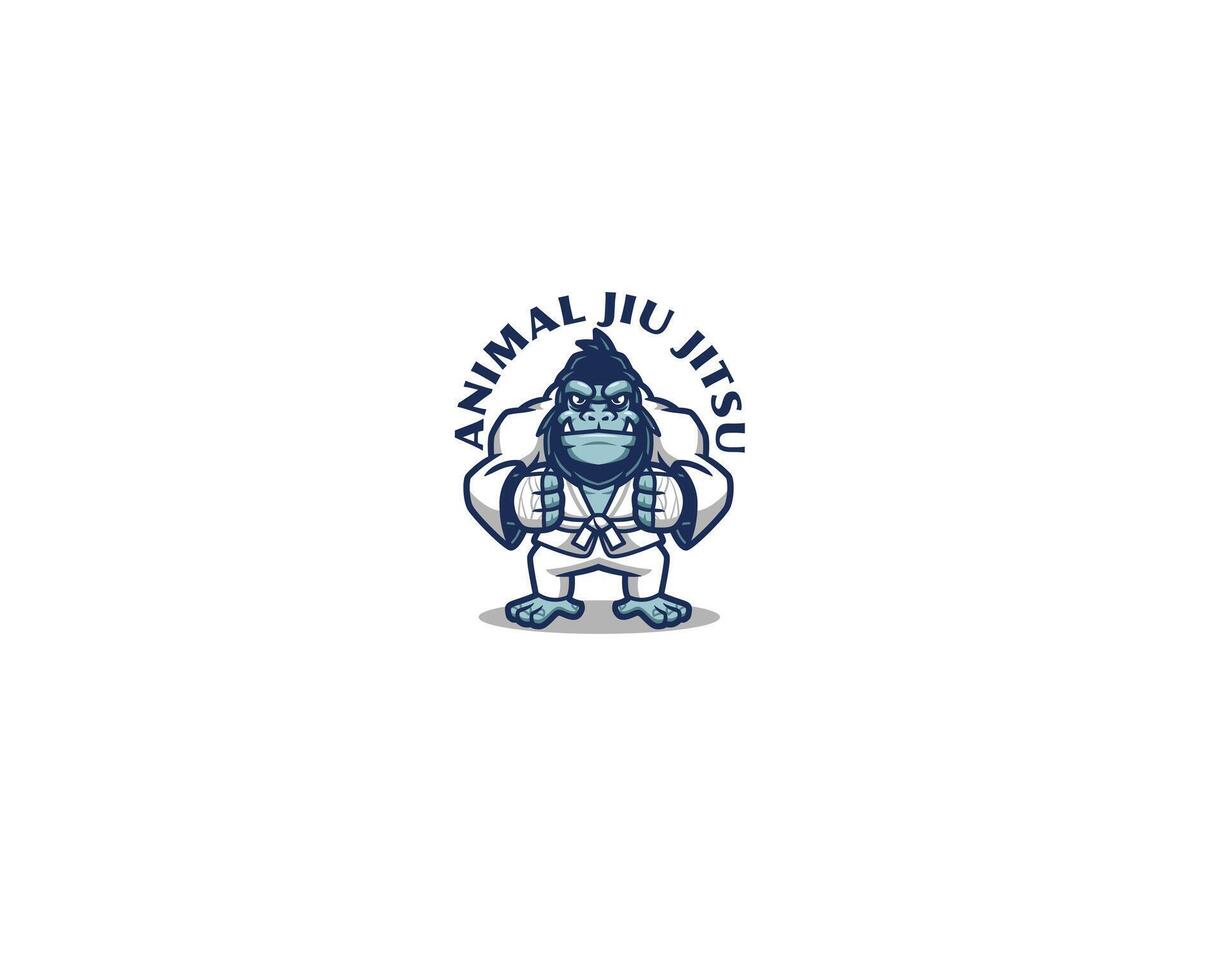 Gorilla jiu jitsu character mascot logo vector