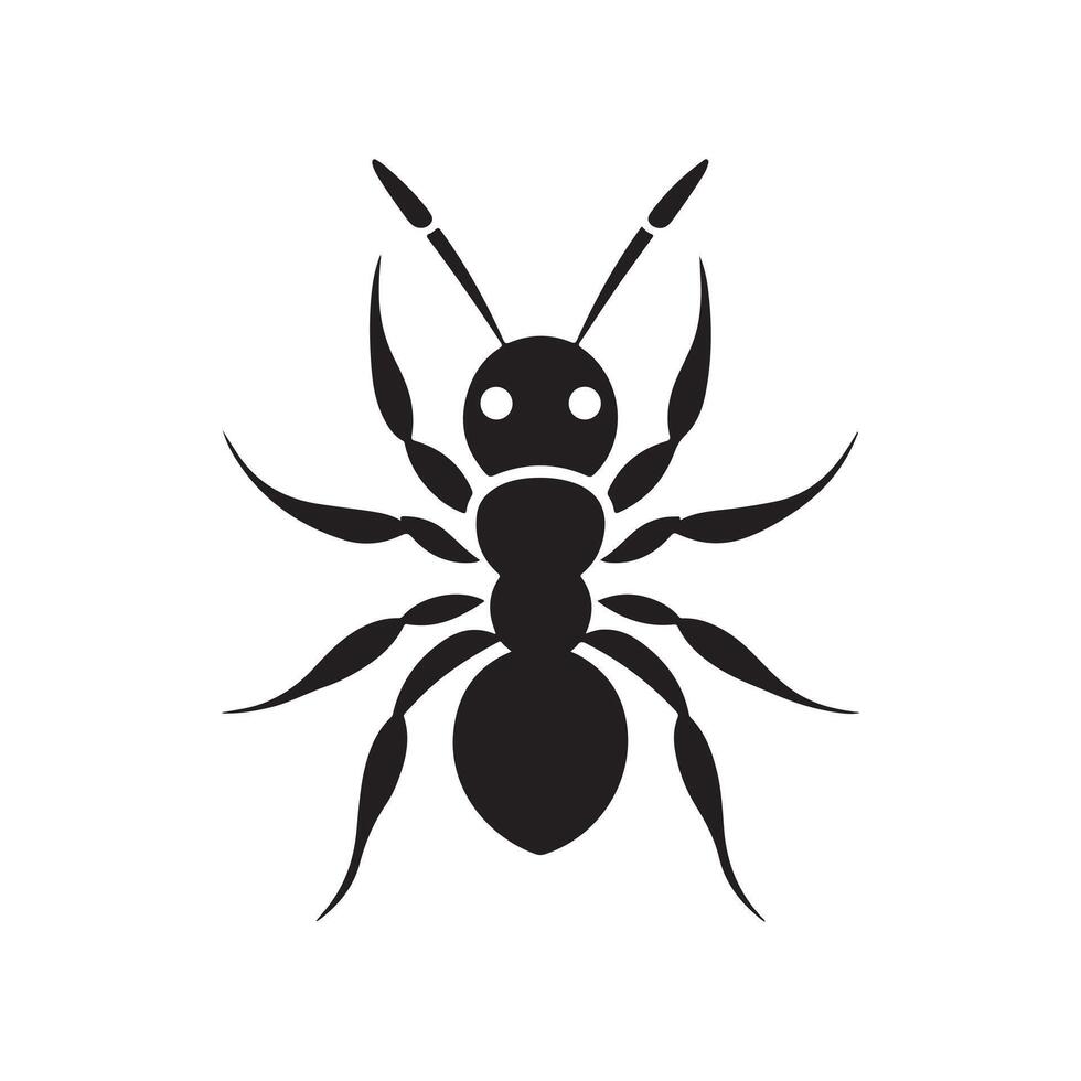 Simple Black and White Silhouette of an Ant vector