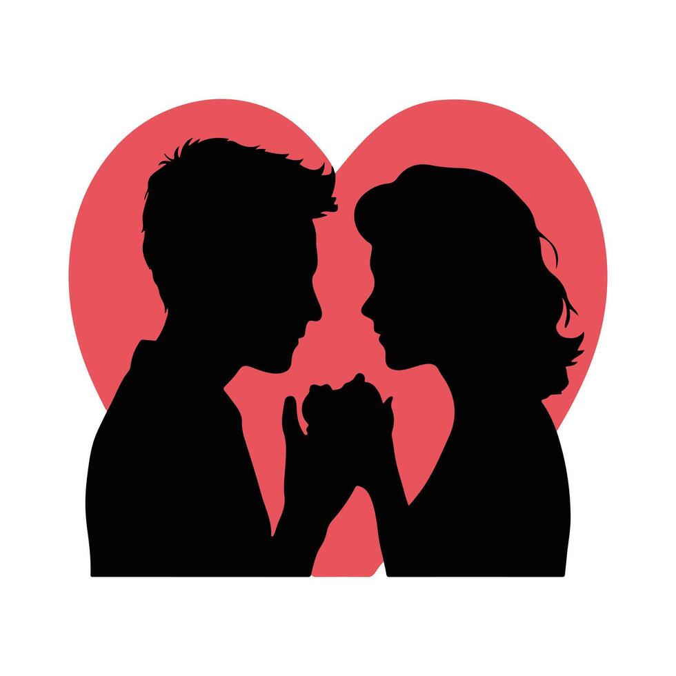 Romantic Silhouette of a Loving Couple new vector