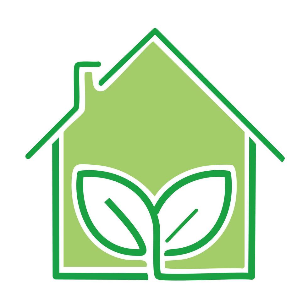 House with leaf plant ecology icon illustration green vector