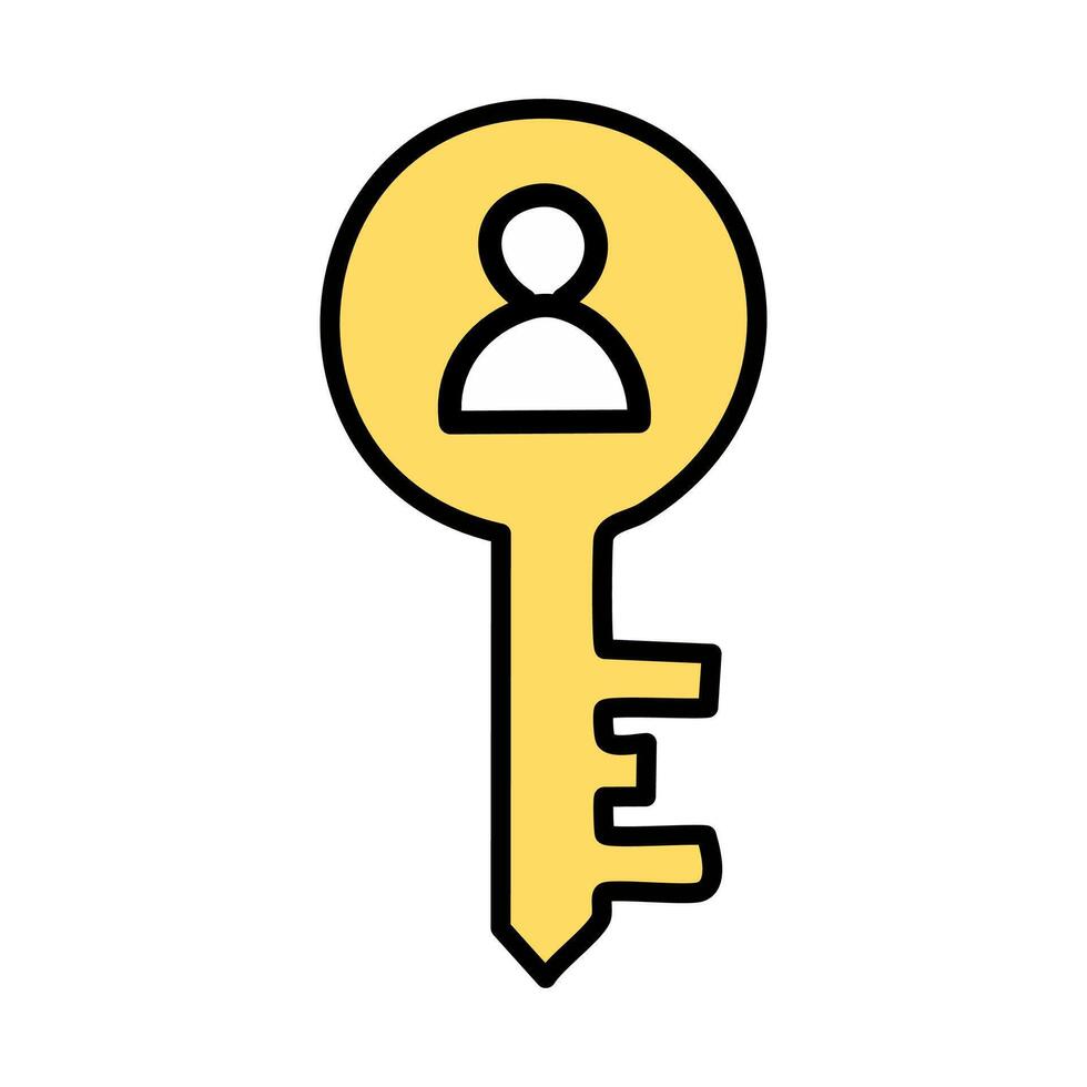 Key with man profile sign color icon vector