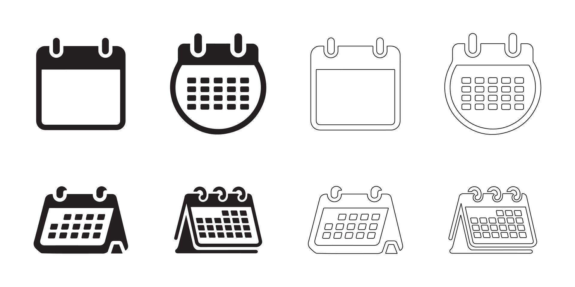 Minimalist Calendar Icons Collection vector