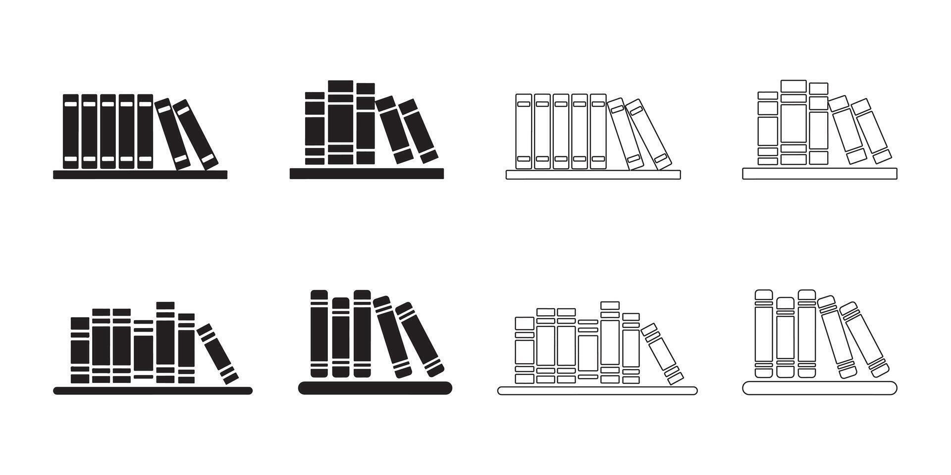 Bookshelf Icon Set with Clean Lines vector