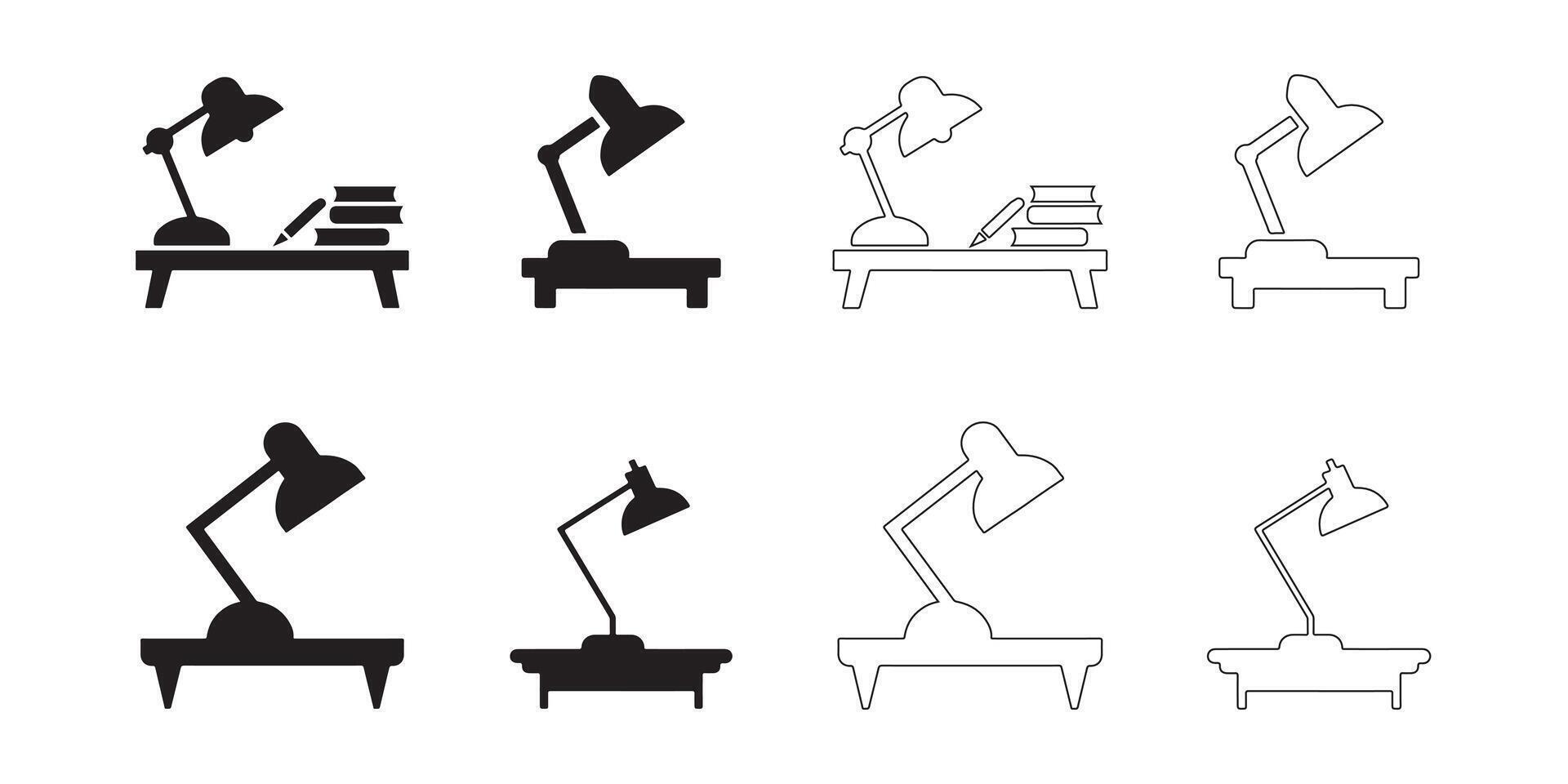 Minimalist Desk Lamp Icons Collection vector